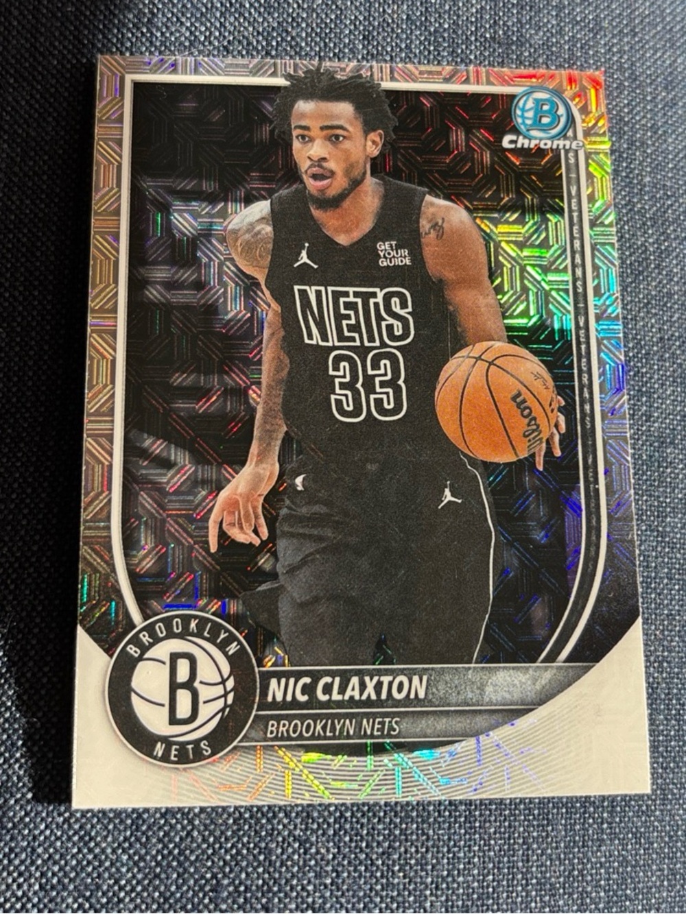2025/26 Topps Chrome Bowman Nic Claxton Mojo Refractor Basketball Card BCV-150
